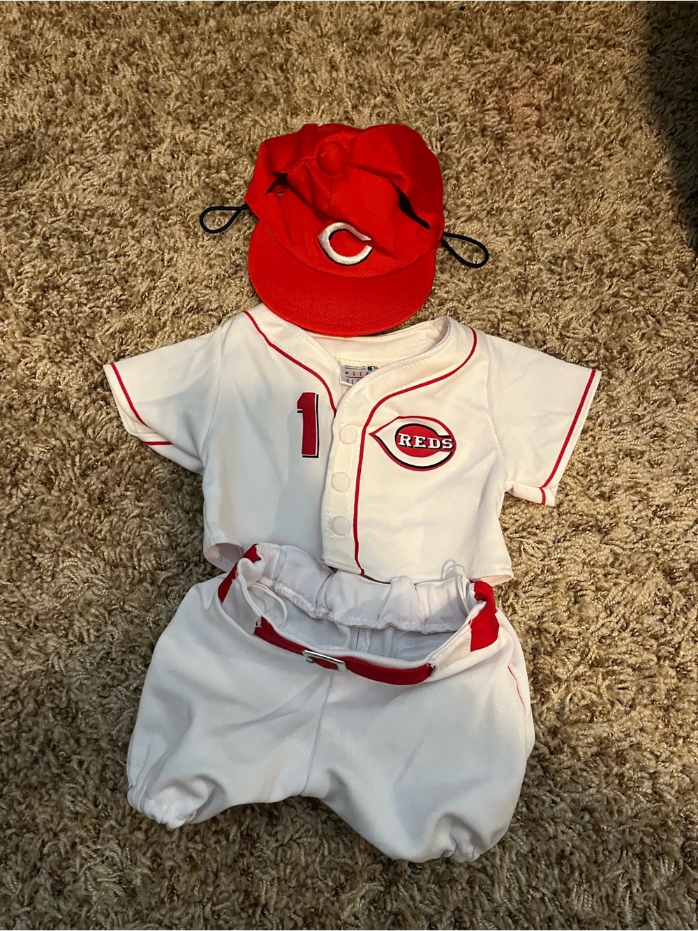 Build-A-Bear Cincinnati Reds White & Red Baseball Outfit
